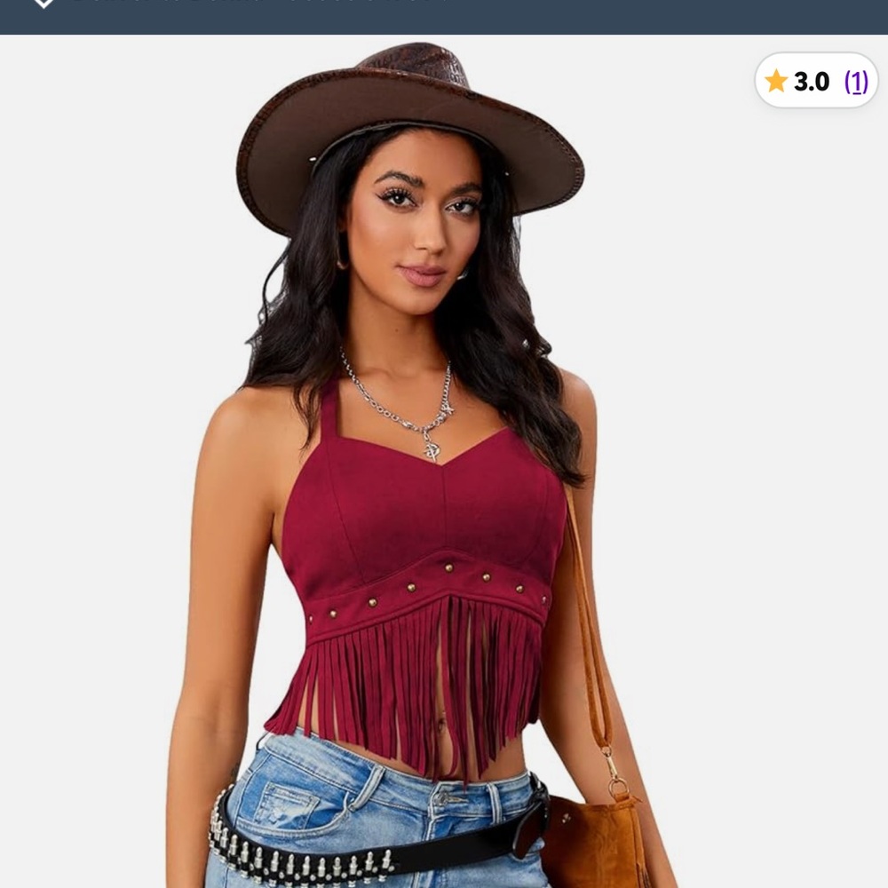 Women's red Fringe halter Top